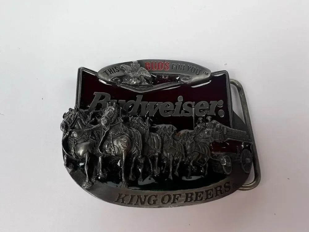 VTG C+J Anheuser Busch USA Made Budweiser Clydesdale Belt Buckle 1996